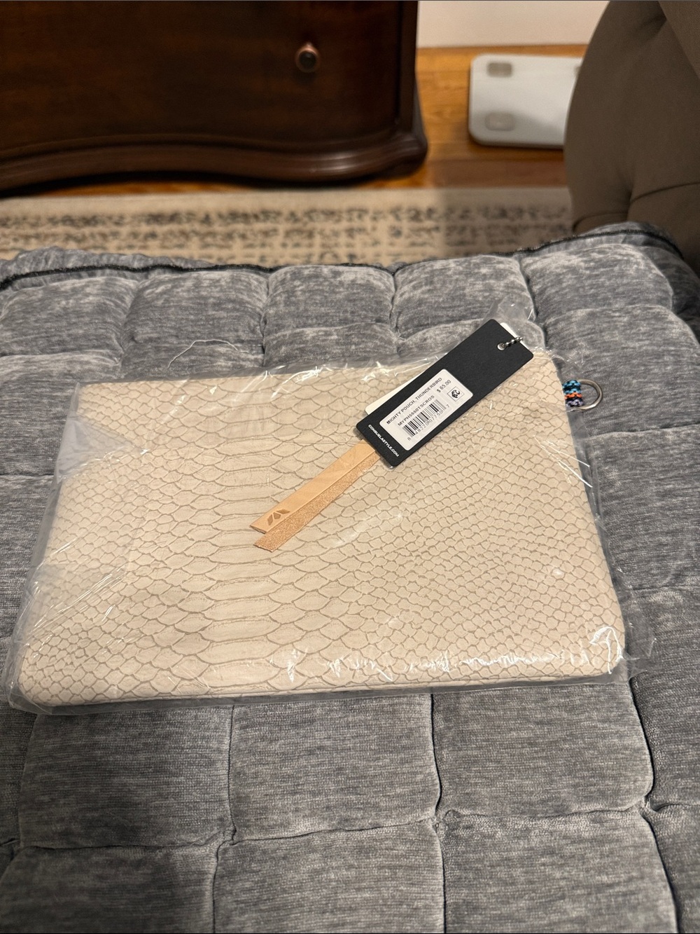 Consuela Cream Embossed Snake-Print Throw Pillow Cover